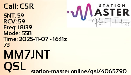 QSL Card for MM7JNT QSO with C5R