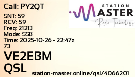 QSL Card for VE2EBM QSO with PY2QT