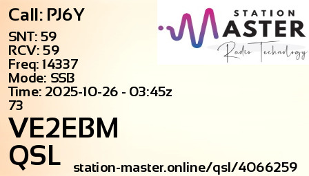 QSL Card for VE2EBM QSO with PJ6Y