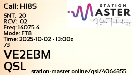 QSL Card for VE2EBM QSO with HI8S