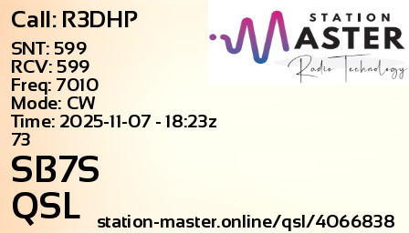 QSL Card for SB7S QSO with R3DHP