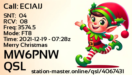 QSL Card for MW6PNW QSO with EC1AIJ