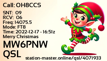QSL Card for MW6PNW QSO with OH8CCS