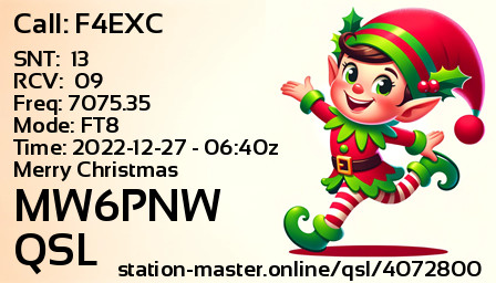 QSL Card for MW6PNW QSO with F4EXC