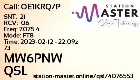 QSL Card for MW6PNW QSO with OE1KRQ/P