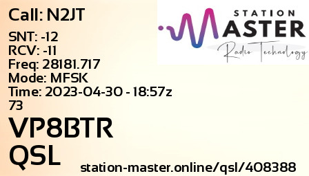 QSL Card for VP8BTR QSO with N2JT