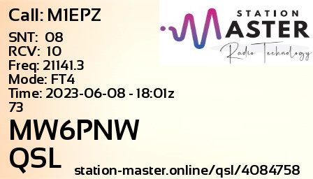 QSL Card for MW6PNW QSO with M1EPZ