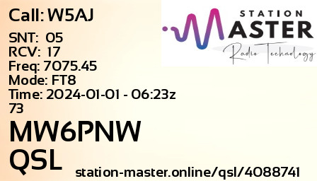 QSL Card for MW6PNW QSO with W5AJ