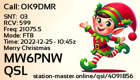 QSL Card for MW6PNW QSO with OK9DMR