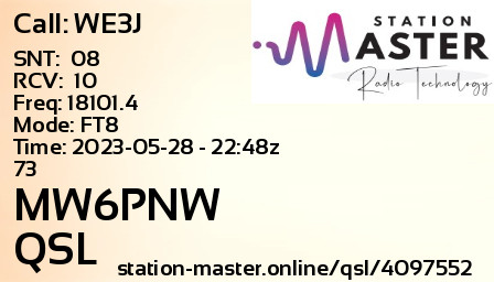 QSL Card for MW6PNW QSO with WE3J