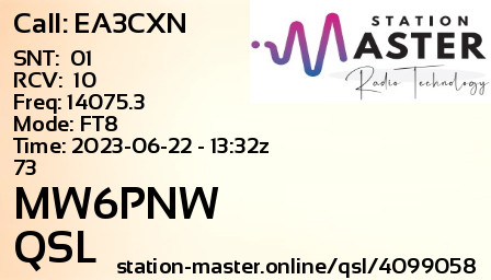 QSL Card for MW6PNW QSO with EA3CXN