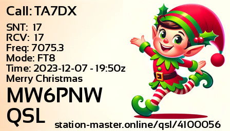 QSL Card for MW6PNW QSO with TA7DX