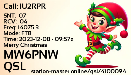 QSL Card for MW6PNW QSO with IU2RPR