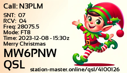 QSL Card for MW6PNW QSO with N3PLM