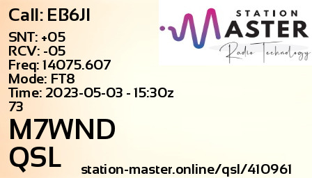 QSL Card for M7WND QSO with EB6JI