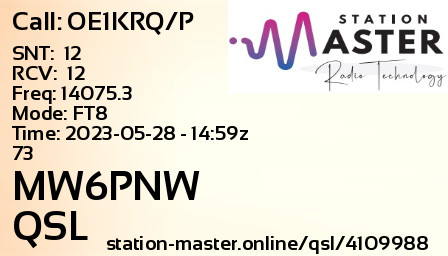 QSL Card for MW6PNW QSO with OE1KRQ/P
