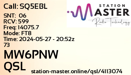 QSL Card for MW6PNW QSO with SQ5EBL