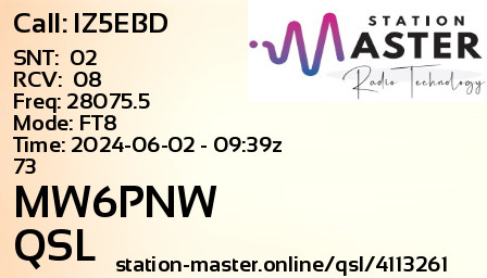 QSL Card for MW6PNW QSO with IZ5EBD