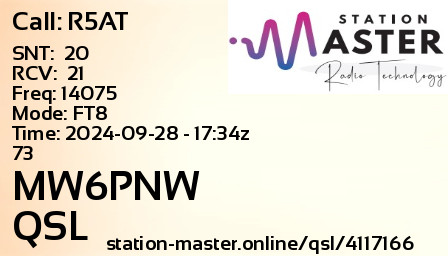 QSL Card for MW6PNW QSO with R5AT