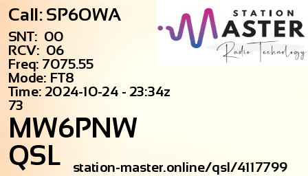 QSL Card for MW6PNW QSO with SP6OWA