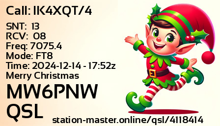QSL Card for MW6PNW QSO with IK4XQT/4