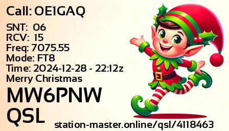 QSL Card for MW6PNW QSO with OE1GAQ