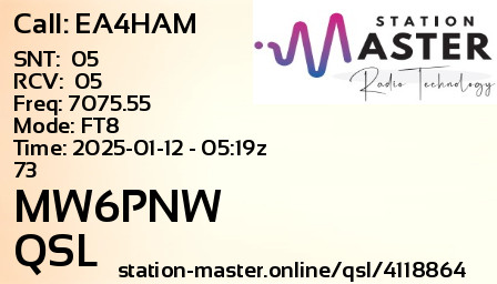 QSL Card for MW6PNW QSO with EA4HAM