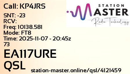 QSL Card for EA117URE QSO with KP4JRS