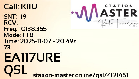 QSL Card for EA117URE QSO with KI1U