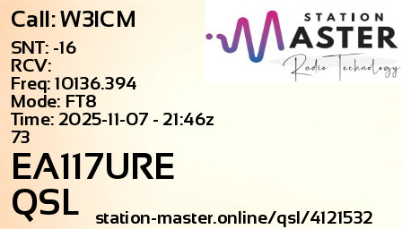 QSL Card for EA117URE QSO with W3ICM