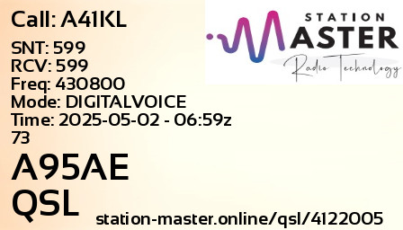 QSL Card for A95AE QSO with A41KL