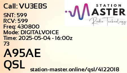 QSL Card for A95AE QSO with VU3EBS