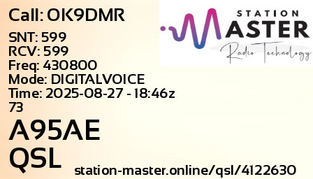 QSL Card for A95AE QSO with OK9DMR