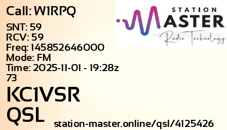 QSL Card for KC1VSR QSO with W1RPQ