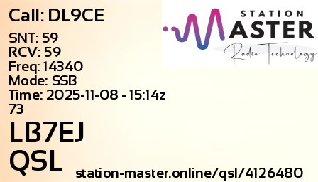 QSL Card for LB7EJ QSO with DL9CE