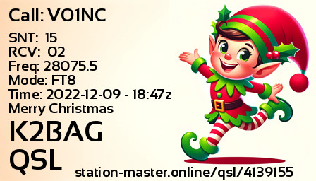 QSL Card for K2BAG QSO with VO1NC