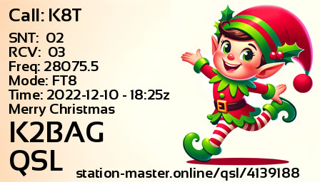 QSL Card for K2BAG QSO with K8T