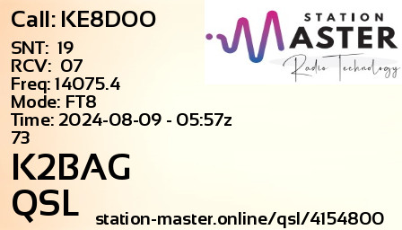 QSL Card for K2BAG QSO with KE8DOO