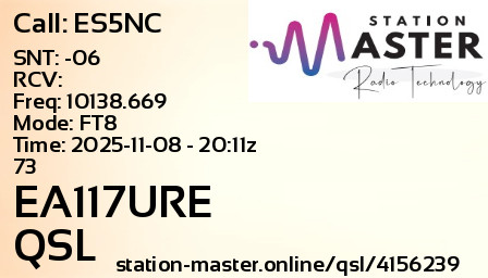 QSL Card for EA117URE QSO with ES5NC
