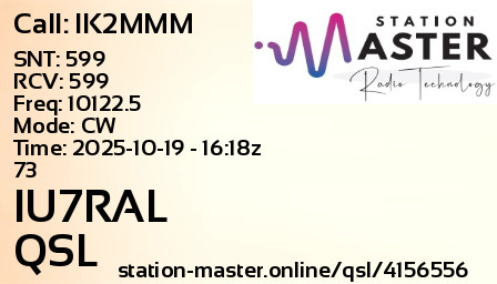 QSL Card for IU7RAL QSO with IK2MMM