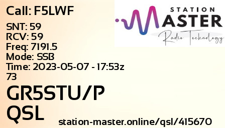 QSL Card for GR5STU/P QSO with F5LWF