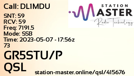 QSL Card for GR5STU/P QSO with DL1MDU