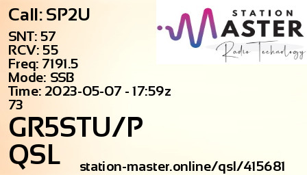 QSL Card for GR5STU/P QSO with SP2U
