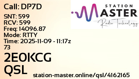 QSL Card for 2E0KCG QSO with DP7D