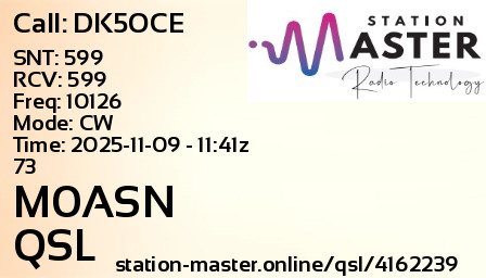 QSL Card for M0ASN QSO with DK5OCE