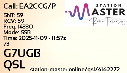 QSL Card for G7UGB QSO with EA2CCG/P