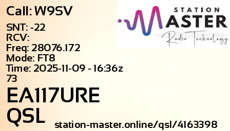 QSL Card for EA117URE QSO with W9SV