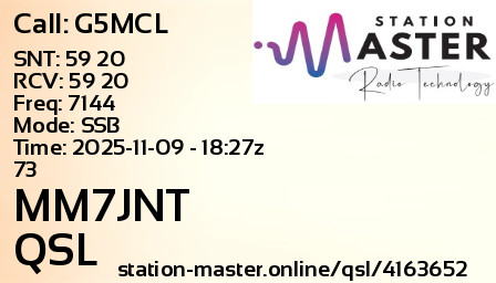 QSL Card for MM7JNT QSO with G5MCL