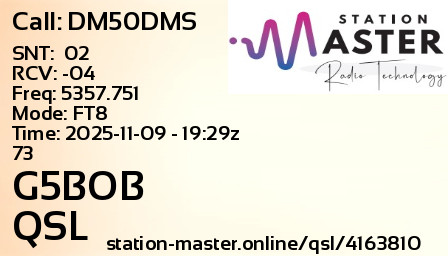 QSL Card for G5BOB QSO with DM50DMS