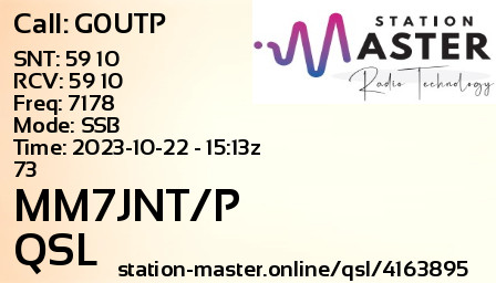QSL Card for MM7JNT/P QSO with G0UTP